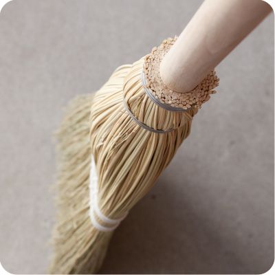 Child's Natural Broom with Hickory Handle closeup
