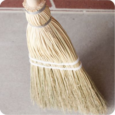 Child's Natural Broom with Hickory Handle closeup