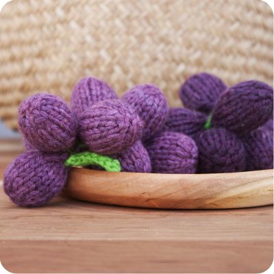 Knitted Fruit Play Food Bunch of Grapes