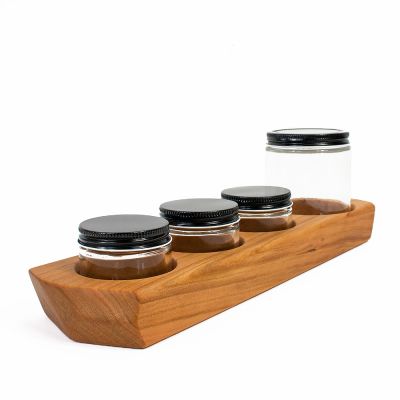 Cherry Wood 4 Jar Paint Holder with Jars and Lids