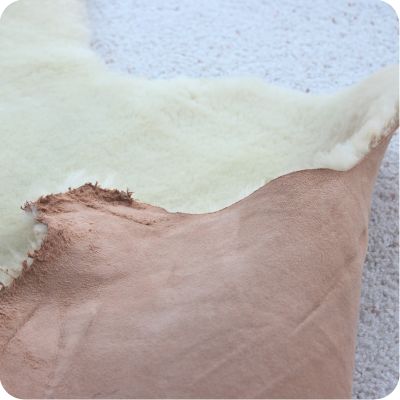 Vegetable-Tanned Sheared Short Hair Sheepskin Rug, underside | Natural home furnishings and toys at Palumba